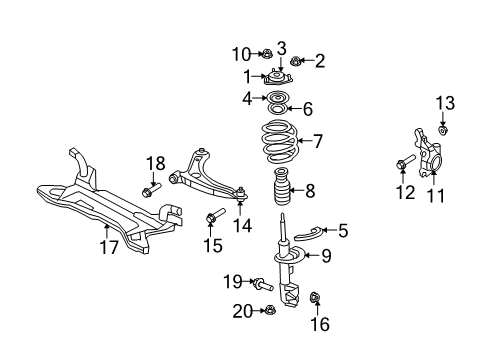 2009 Dodge Caliber Front Suspension, Lower Control Arm, Stabilizer Bar, Suspension Components Front Suspension-Coil Spring Diagram for 5105851AE