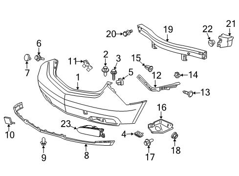 2011 Acura ZDX Rear Bumper Light Assembly, Right Rear Diagram for 34400-SZN-A01