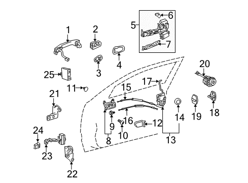 2009 Lexus GS350 Front Door Upper Hinge Diagram for 68740-30080