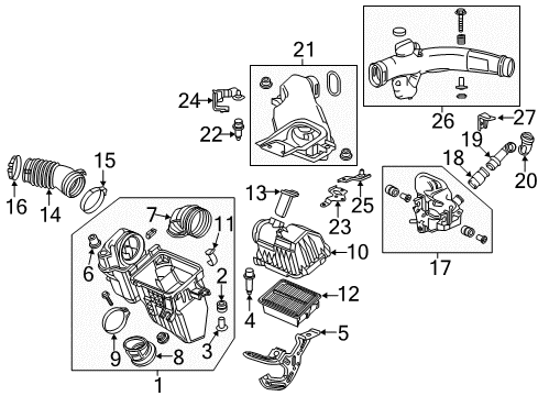 2014 Honda Accord Filters Tube, Air Bypass Outlet Connecting Diagram for 17486-RWC-A00