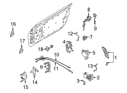 2004 Nissan 350Z Door & Components Cable-Lock Knob, RH Diagram for 80512-CD000