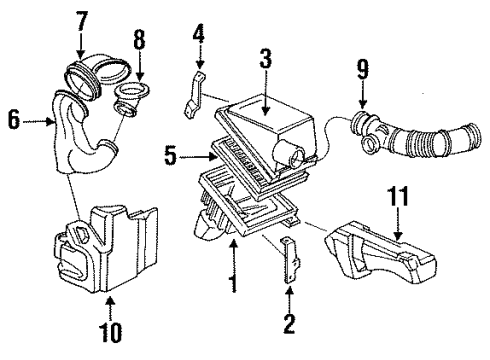 1993 Acura Legend Air Intake Tube, Air Flow Diagram for 17228-PY3-A00