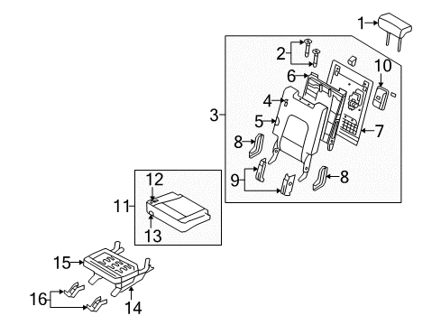 2011 Hyundai Veracruz Third Row Seats Pad Assembly-Rear Seat Cushion, RH Diagram for 89250-3J501