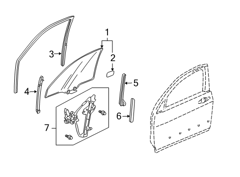2008 Acura TL Front Door - Glass & Hardware Sash, Right Front Door Center (Lower) Diagram for 72231-SEP-A01