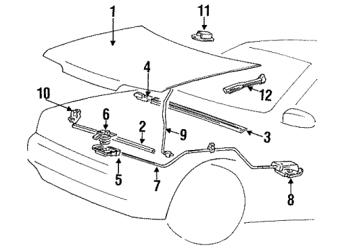 1991 Hyundai Scoupe Hood & Components Bolt-Hood Stop Adjust Diagram for 86412-21000