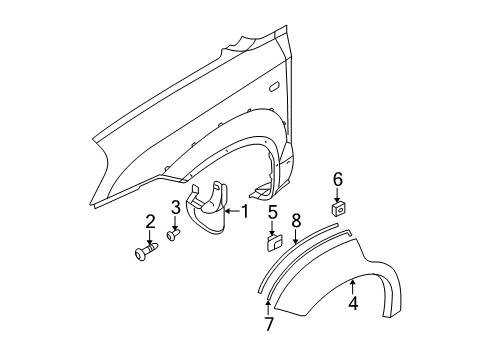 2005 Hyundai Tucson Exterior Trim - Fender Front Wheel Mud Guard Assembly, Right Diagram for 86832-2E000
