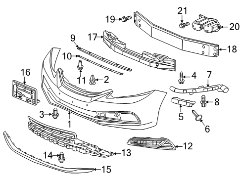 2015 Honda Civic Front Bumper Spoiler, Front Bumper Lip Diagram for 71110-TT1-A10