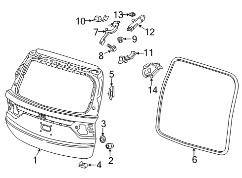 2019 Honda Odyssey Lift Gate Stay Assembly, Tailgate Open (R/L) Diagram for 74820-THR-A01