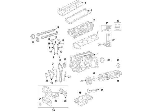 1997 Nissan 200SX Engine Parts, Mounts, Cylinder Head & Valves, Camshaft & Timing, Oil Pan, Oil Pump, Crankshaft & Bearings, Pistons, Rings & Bearings, Variable Valve Timing Bearing Set-Crankshaft Diagram for 12207-53Y0A