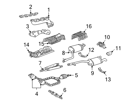 2005 Lexus LS430 Exhaust Components, Exhaust Manifold Support Sub-Assy, Exhaust Pipe, NO.3 Diagram for 17508-50050