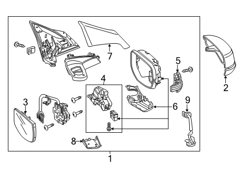 2016 Acura RLX Outside Mirrors Cap, Passenger Side Skull (Pomegranate Pearl) Diagram for 76201-TY2-H01ZB