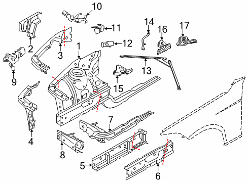 2016 BMW 428i xDrive Gran Coupe Structural Components & Rails Heat Insulation, Bulkhead, Left Diagram for 51487241765