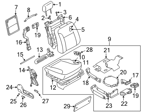 2002 Infiniti Q45 Front Seat Components Cushion Diagram for 873D7-CS015