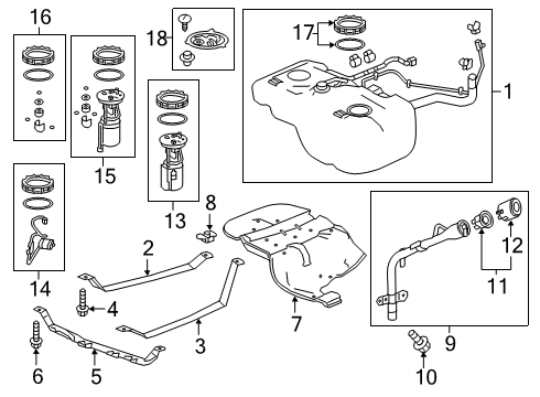 2019 Honda Passport Fuel Injection Band, Driver Side Diagram for 17522-TZ5-A00
