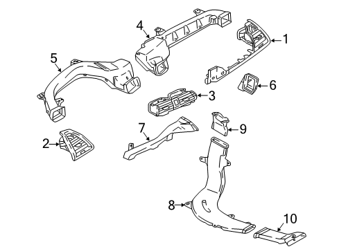 2021 BMW X3 Ducts ADAPTER REAR PASS.COMP.HEATI Diagram for 64227415163