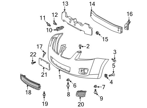 2009 Pontiac Vibe Front Bumper Bumper Cover Diagram for 88975651