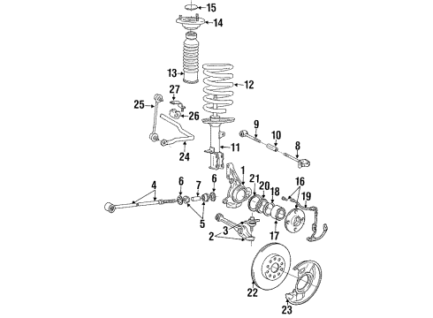 1992 Toyota MR2 Rear Suspension Components, Lower Control Arm, Stabilizer Bar Rear Hub Diagram for 42301-17010