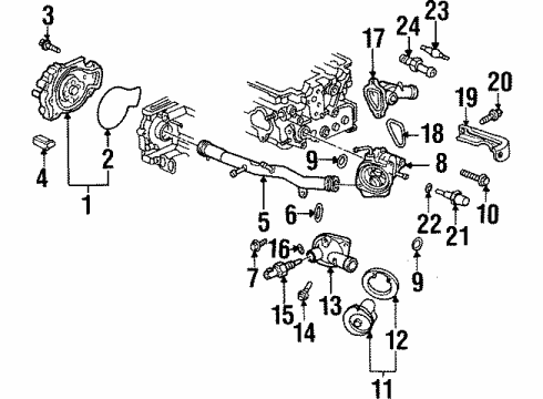 1998 Honda Prelude Powertrain Control Rubber, Thermostat Mounting Diagram for 19305-P13-000