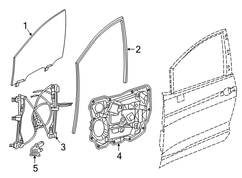 2021 Chrysler Pacifica Front Door WEATHERST-Front Door Glass Diagram for 68188785AE