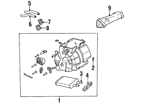 1998 Hyundai Accent Heater Core & Control Valve Duct-Blower To Heater Diagram for 97345-22000