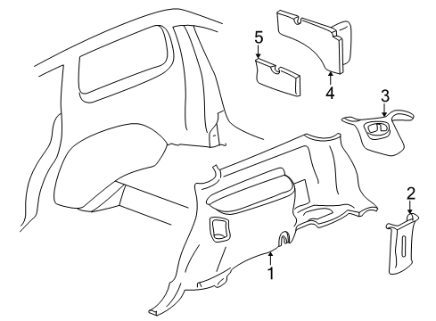 2000 Dodge Durango Interior Trim - Quarter Panels Panel-Quarter Trim Diagram for 5GG841AZAC