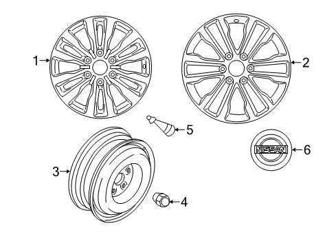 2020 Nissan Armada Wheels, Covers & Trim Aluminum Wheel Diagram for D0C00-6JG0A