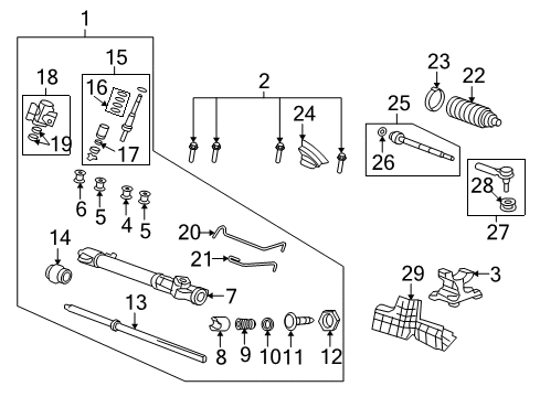2009 Honda CR-V Steering Column & Wheel, Steering Gear & Linkage End, Cylinder Diagram for 53630-STK-A01