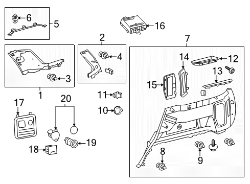 2018 Toyota 4Runner Interior Trim - Quarter Panels Lower Quarter Trim Diagram for 64740-35100-C0