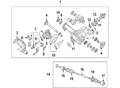 2004 Nissan Titan Front Axle, Axle Shafts & Joints, Differential, Drive Axles, Propeller Shaft Gear Set Final Drive Diagram for 38100-8S112