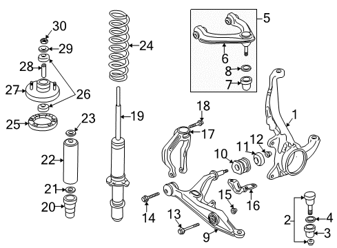 1997 Honda CR-V Front Suspension Components, Lower Control Arm, Upper Control Arm, Stabilizer Bar Knuckle, Left Front (Abs) Diagram for 51215-S04-N10