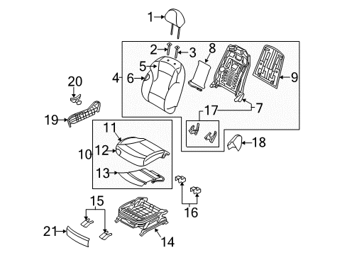 2012 Hyundai Sonata Passenger Seat Components Cushion Assembly-Front Seat, Passenger Diagram for 88201-4R000-Y5S