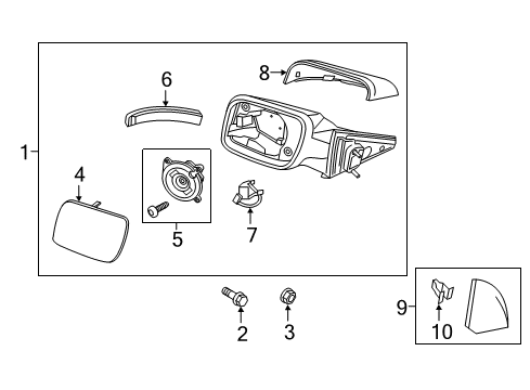 2018 Ford Explorer Outside Mirrors Mirror Cover Diagram for GB5Z-17D743-AA
