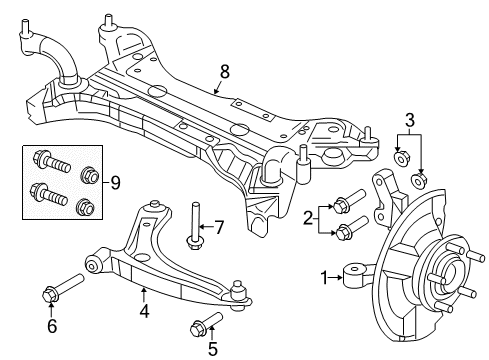 2011 Jeep Compass Front Suspension, Lower Control Arm, Stabilizer Bar, Suspension Components Bolt-HEXAGON Head Diagram for 6508755AA