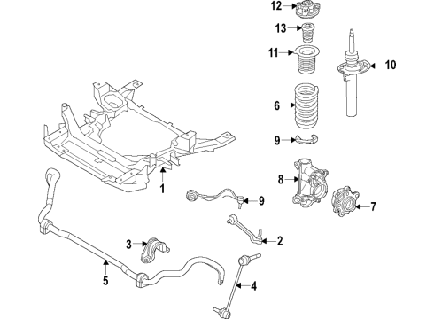 2021 BMW M4 Front Suspension Components, Ride Control, Stabilizer Bar PULL ROD LEFT Diagram for 31108095667