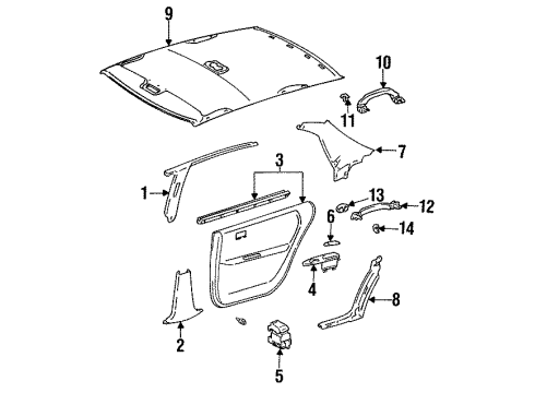 1993 Lexus ES300 Front Door Regulator Assy, Front Door Window, RH Diagram for 69810-32120