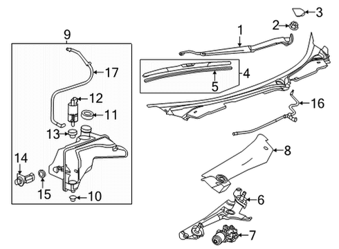 2022 Chevrolet Corvette Wiper & Washer Components Wiper Blade Diagram for 84566978