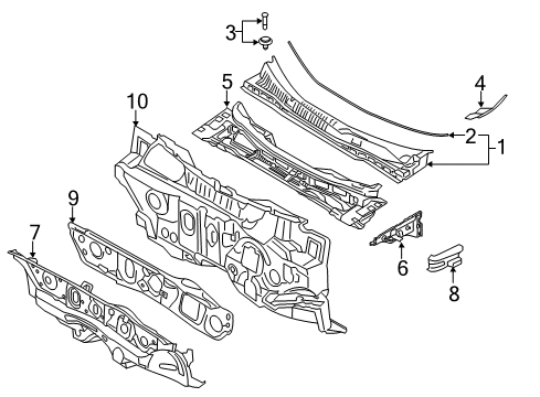 2014 Kia Cadenza Cowl Insulator-Dash Panel Diagram for 841243R000