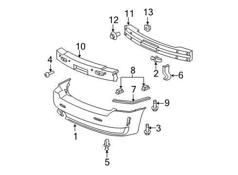 2010 Chevrolet HHR Rear Bumper Impact Bar Diagram for 25931602