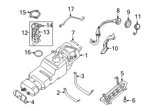 2010 Nissan Armada Fuel System Components Bolt Diagram for 01121-06561