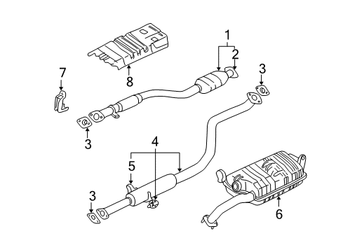 2005 Hyundai Elantra Exhaust Components Front Exhaust Pipe Diagram for 28610-2D365