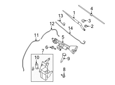 2007 Nissan Altima Wiper & Washer Components Blade Assembly-Windshield WIPER No 1 Diagram for 28890-JB00A