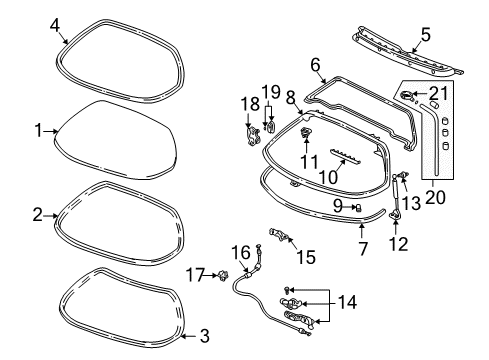 2002 Acura NSX Back Glass Weatherstrip, Rear Hatch (Lower) Diagram for 74442-SL0-003