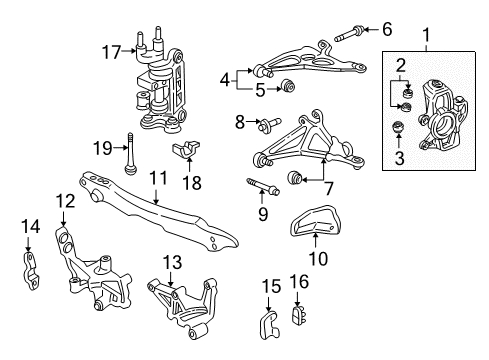 1995 Acura NSX Front Suspension Components Arm Assembly, Right Front (Lower) Diagram for 51350-SL0-020