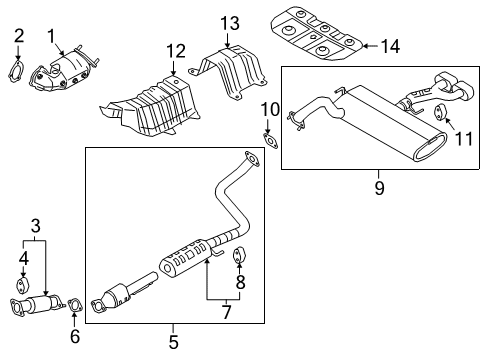 2021 Kia Soul Exhaust Components Rear Muffler Assembly Diagram for 28710K0500