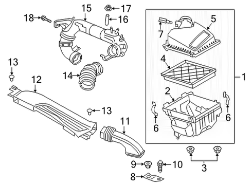 2022 Ford Bronco Sport Air Intake Air Cleaner Assembly Diagram for JX6Z-9600-H