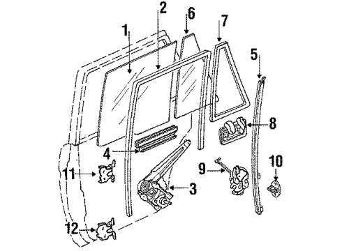 1988 Toyota Tercel Rear Door - Glass & Hardware Handle, Outside Diagram for 69230-16020