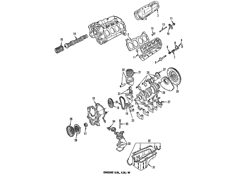 1986 Ford E-150 Econoline Engine Parts, Mounts, Cylinder Head & Valves, Camshaft & Timing, Oil Pan, Oil Pump, Crankshaft & Bearings, Pistons, Rings & Bearings Oil Pan Diagram for F6TZ-6675-MA