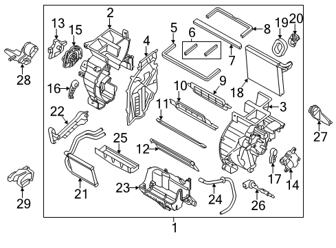 2013 Hyundai Elantra Coupe Air Conditioner Heater & Evaporator Assembly Diagram for 97205-3X050