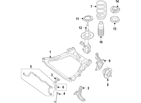 2020 Nissan Sentra Front Suspension, Lower Control Arm, Stabilizer Bar, Suspension Components Strut Kit-Front Suspension, RH Diagram for E4302-6LB1B