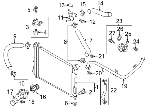 2014 Hyundai Veloster Powertrain Control Housing Assembly-Thermostat Diagram for 256202B700